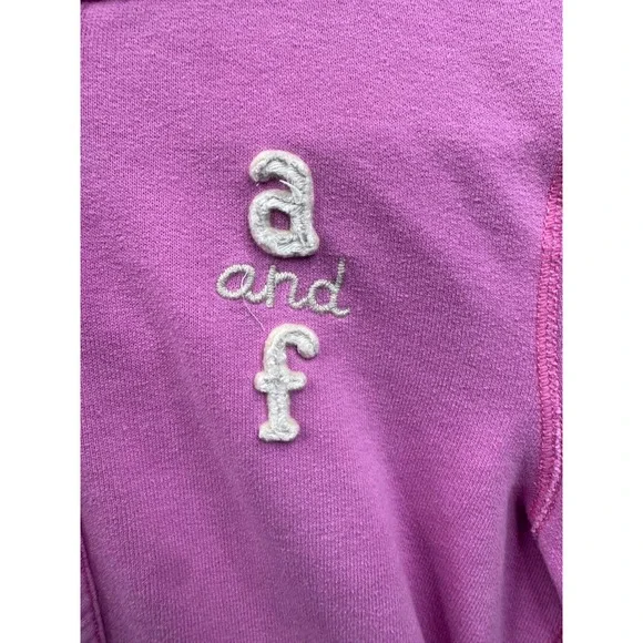 Abercrombie‎ & Fitch Girls Pink Full Zip Hoodie Y2K Logo Sleeve Small Stain - Picture 2 of 11